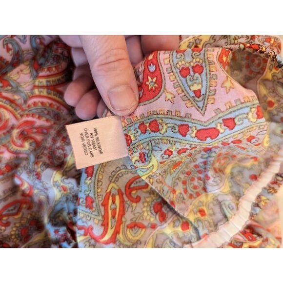 CALYPSO st. Barth silk paisley off shoulder ruffled crop top sz l euc - Picture 4 of 7